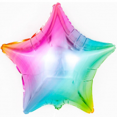 Шар Звезда, Радуга нежный градиент / Rainbow gradient (в упаковке)