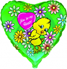 Шар Сердце, Цыплёнок с цветами / Love flowers chick