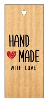 Бирка "HAND MADE" WITH LOVE, Бежевый (прямоугольная)