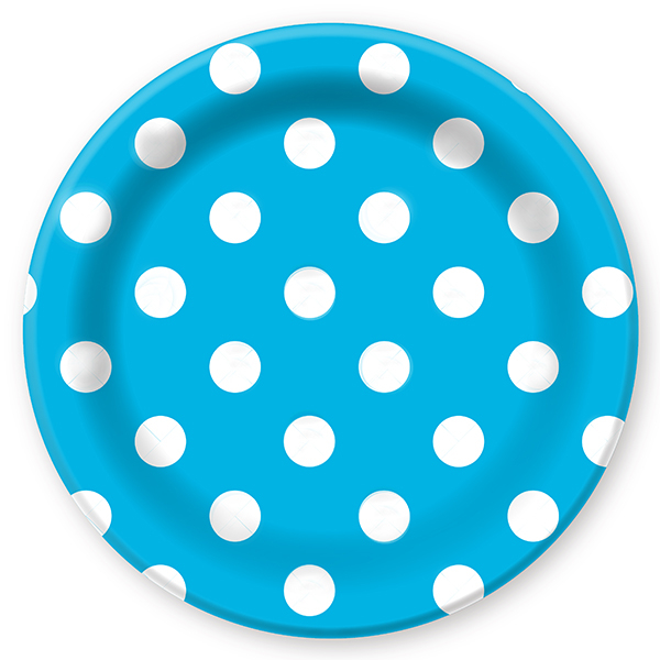 Тарелки бумажные ламинированные "Горошек" Голубой